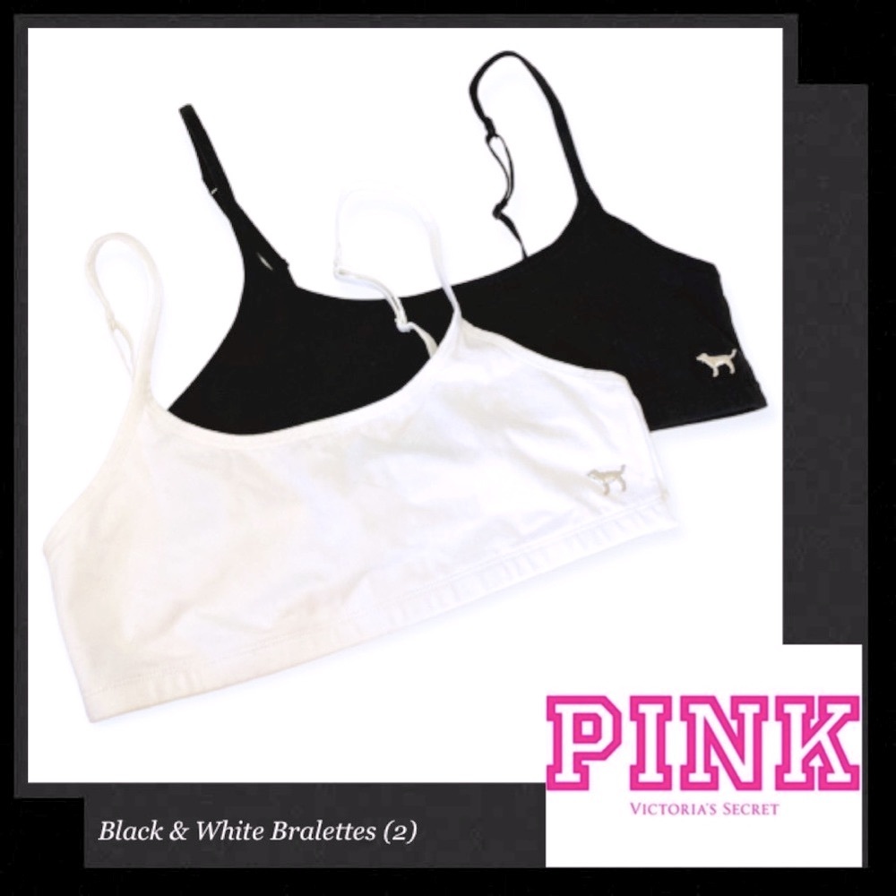 PINK BY VICTORIAS SECRET Black & White Bralettes (Set of 2)
